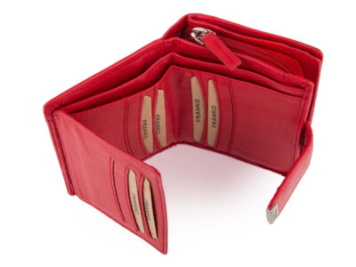 Czerwony skórzany portfel damski Franko z ochroną kart RFID - obrazek 7