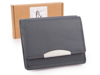 Szary skórzany portfel damski z "piekiełkiem" RFID Franko - obrazek 1