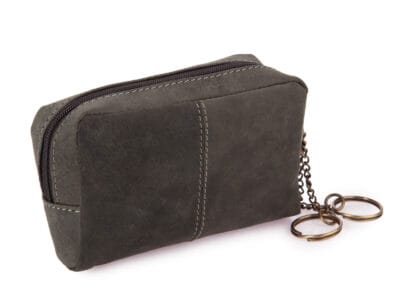 Duże skórzane etui na klucze saszetka czarna vintage - obrazek 2