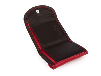 Mała skórzana portmonetka na banknoty i monety czarno-czerwona Franko - obrazek 3