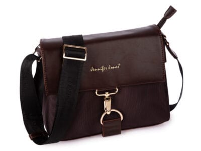 Elegancka brązowa torebka damska Jennifer Jones z klapką na karabińczyk - obrazek 1