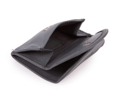 Mała skórzana portmonetka na banknoty i monety szara Franko - obrazek 5