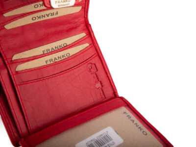 Czerwony skórzany portfel damski Franko z ochroną kart RFID - obrazek 6