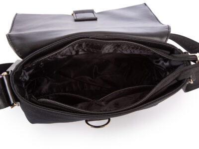 Elegancka czarna torebka damska Jennifer Jones z klapką na karabińczyk - obrazek 7