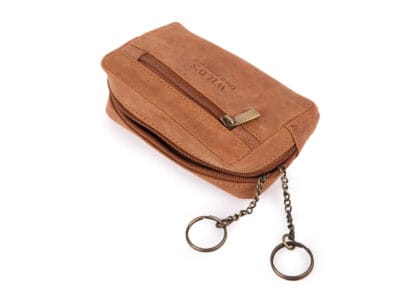 Duże skórzane etui na klucze saszetka jasnobrązowa vintage - obrazek 3