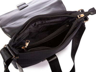 Czarna elegancka prostokątna torebka damska na ramię z klapką Jennifer Jones - obrazek 8