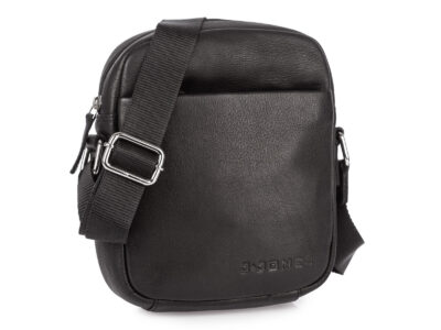 Elegancka skórzana torba saszetka męska na ramię J Jones w kolorze czarnym - obrazek 2