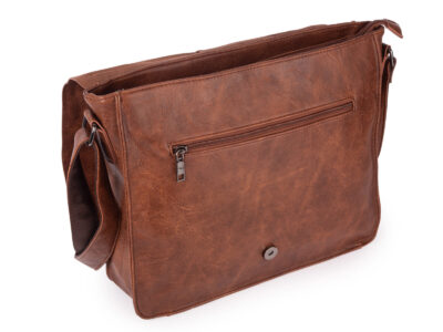 Torba męska na ramię studencka mieszcząca format A4 z klapą, w kolorze brązowym - obrazek 3