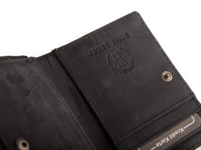 Mały portfel męski skórzany Ekavale w stylu vintage - czarny z RFID - obrazek 4