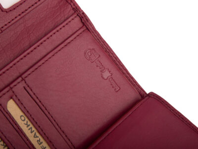 Pojemny bordowy portfel damski Franko skórzany z ochroną kart RFID - obrazek 6