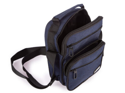 Wygodna miejska torba męska z paskiem na ramię i rączką niebieska ORMI - obrazek 5