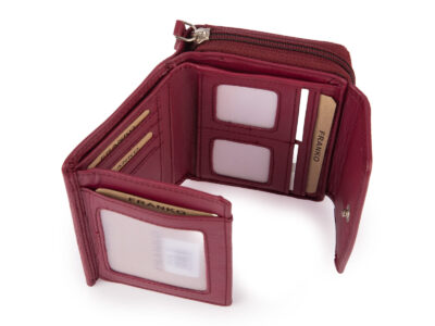Pojemny bordowy portfel damski Franko skórzany z ochroną kart RFID - obrazek 2