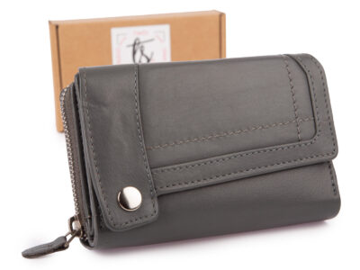 Duży szary portfel damski Franko z miękkiej skóry naturalnej - obrazek 1