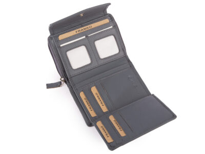 Pojemny szary portfel damski Franko skórzany z ochroną kart RFID - obrazek 5