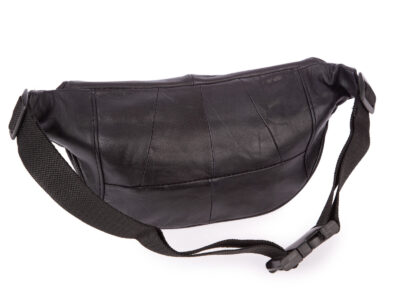 Skórzana saszetka biodrowa w kolorze czarnym z miękkiej skóry naturalnej - obrazek 3