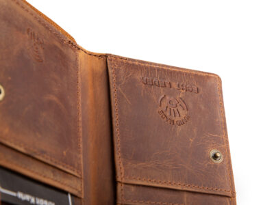 Mały portfel męski skórzany Ekavale w stylu vintage - brązowy z RFID - obrazek 4