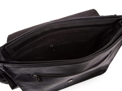 Torba męska na ramię studencka mieszcząca format A4 z klapą, w kolorze czarnym - obrazek 5