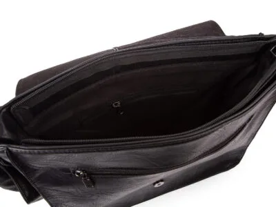 Torba męska na ramię studencka mieszcząca format A4 z klapą, w kolorze czarnym - obrazek 5