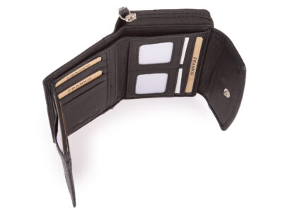 Pojemny czarny portfel damski Franko skórzany z ochroną kart RFID - obrazek 7