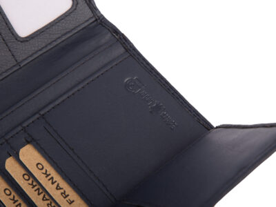 Pojemny granatowy portfel damski Franko skórzany z ochroną kart RFID - obrazek 6