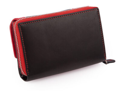 Duży czarno-czerwony portfel damski Franko z miękkiej skóry naturalnej - obrazek 6