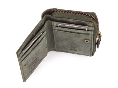 Mały portfel męski skórzany Ekavale w stylu vintage - zielony z RFID - obrazek 6