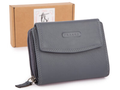 Pojemny szary portfel damski Franko skórzany z ochroną kart RFID - obrazek 1