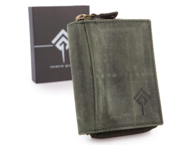 Mały portfel męski skórzany Ekavale w stylu vintage - zielony z RFID