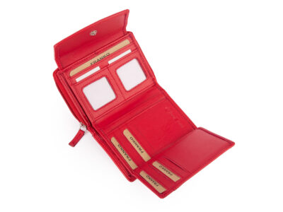 Pojemny czerwony portfel damski Franko skórzany z ochroną kart RFID - obrazek 5