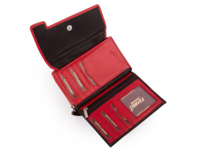 Duży czarno-czerwony portfel damski Franko z miękkiej skóry naturalnej - obrazek 3