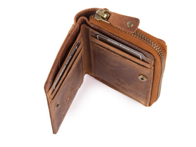 Mały portfel męski skórzany Ekavale w stylu vintage - brązowy z RFID - obrazek 5