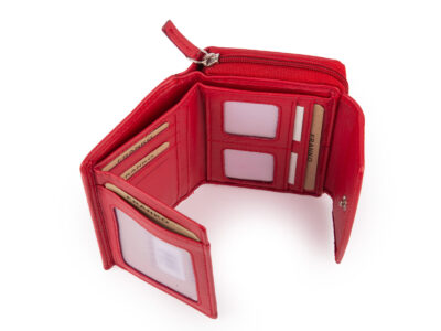 Pojemny czerwony portfel damski Franko skórzany z ochroną kart RFID - obrazek 2