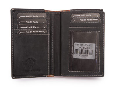Pionowy portfel męski skórzany szyty ręcznie czarny Ekavale z ochroną RFID - obrazek 5