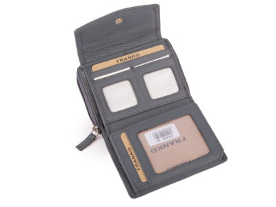 Pojemny szary portfel damski Franko skórzany z ochroną kart RFID - obrazek 4