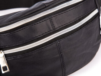 Skórzana saszetka biodrowa w kolorze czarnym z miękkiej skóry naturalnej - obrazek 4