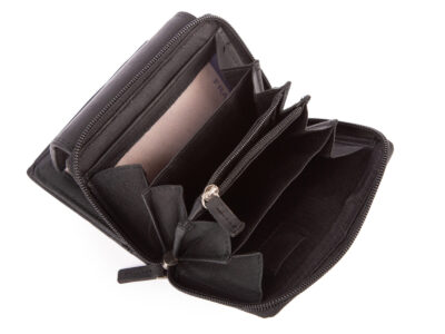 Pojemny czarny portfel damski Franko skórzany z ochroną kart RFID - obrazek 8