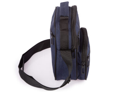 Wygodna miejska torba męska z paskiem na ramię i rączką niebieska ORMI - obrazek 3