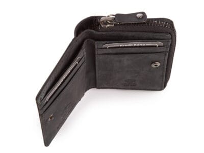 Mały portfel męski skórzany Ekavale w stylu vintage - czarny z RFID - obrazek 5