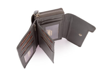 Duży szary portfel damski Franko z miękkiej skóry naturalnej - obrazek 2