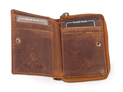 Mały portfel męski skórzany Ekavale w stylu vintage - brązowy z RFID - obrazek 3