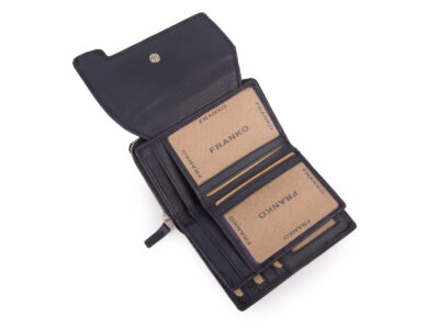 Duży granatowy portfel damski Franko z miękkiej skóry naturalnej - obrazek 3