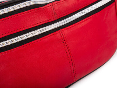Skórzana saszetka biodrowa w kolorze czerwonym z miękkiej skóry naturalnej - obrazek 4