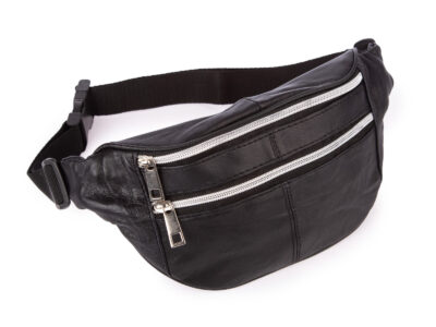 Skórzana saszetka biodrowa w kolorze czarnym z miękkiej skóry naturalnej - obrazek 1