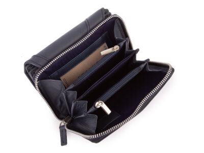 Duży granatowy portfel damski Franko z miękkiej skóry naturalnej - obrazek 4