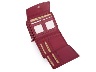 Pojemny bordowy portfel damski Franko skórzany z ochroną kart RFID - obrazek 5