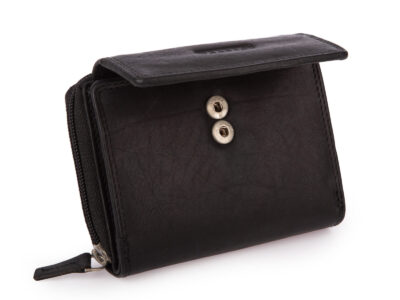 Pojemny czarny portfel damski Franko skórzany z ochroną kart RFID - obrazek 3