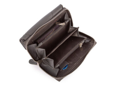 Duży szary portfel damski Franko z miękkiej skóry naturalnej - obrazek 5