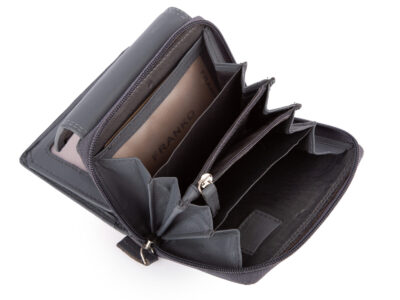 Pojemny szary portfel damski Franko skórzany z ochroną kart RFID - obrazek 7