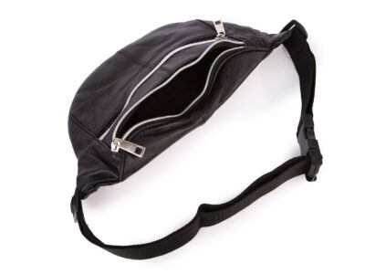 Skórzana saszetka biodrowa w kolorze czarnym z miękkiej skóry naturalnej - obrazek 2