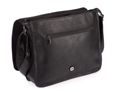 Torba męska na ramię studencka mieszcząca format A4 z klapą, w kolorze czarnym - obrazek 3